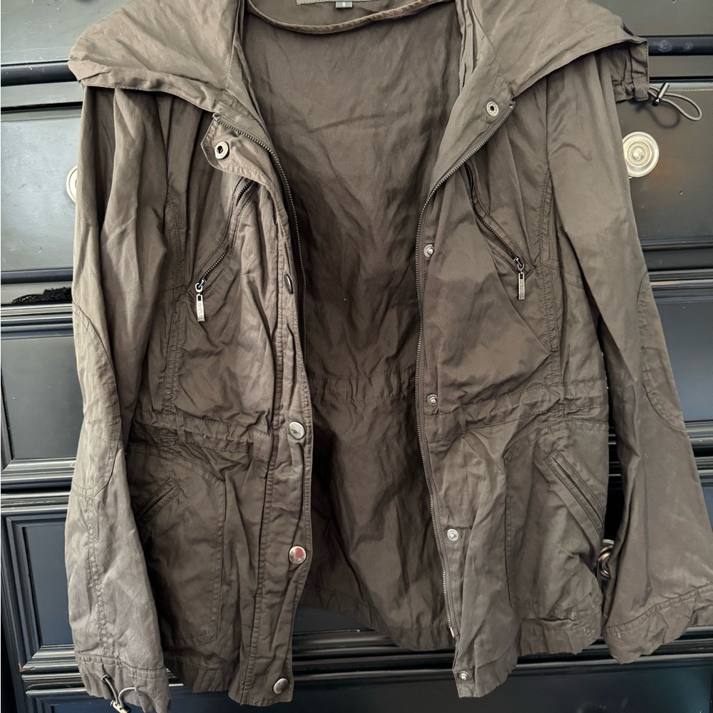 Kenneth Cole Reaction Brown Utility Jacket High Collar Lightweight